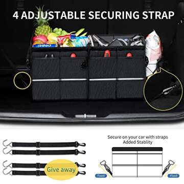 AstroAI Car Trunk Organizer Storage SUV for Car Seat Storage Luggage Box Cargo Organizer Collapsible with PE Panel + Foldable Cover +4 Securing Straps