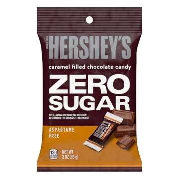 HERSHEY'S Zero Sugar Caramel Filled Chocolate Candy Bags, 3 oz (12 Count)