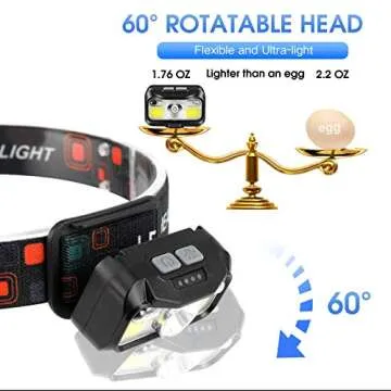 LHKNL Headlamp Rechargeable, 1200 Lumen Super Bright Motion Sensor Head Lamp Flashlight,2-Pack Waterproof LED Headlight with White Red Light,8 Modes Head Lights for Camping Cycling Running Fishing