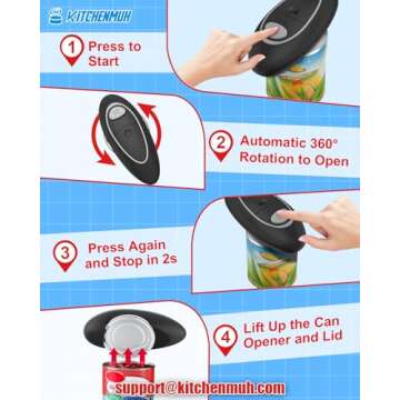 One Touch Electric Can Opener Fits Almost All Can Sizes for Seniors with Arthritis, Hand Held Batter...