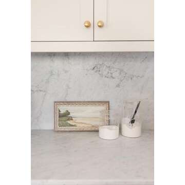 Petal Lane Beach Wall Art - Framed Antique Decor - Make Your Own Gallery Wall Frame Set - Dark Academia Wall Decor - Canvas Wall Art with Vintage Frame (Beach)