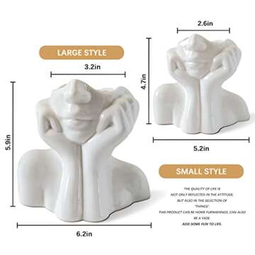 Ceramic Vases Set of 2-White Vase for Modern Home Decor, Flower Vases for Aesthetic Room Decor,Boho Decor Wedding Dinner Table Party Office Centerpiece Table Decorations (White face)