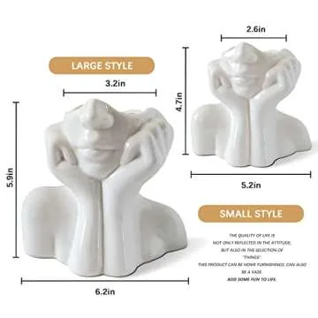 Ceramic Vases Set of 2-White Vase for Modern Home Decor, Flower Vases for Aesthetic Room Decor,Boho Decor Wedding Dinner Table Party Office Centerpiece Table Decorations (White face)