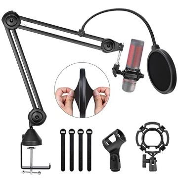 Mic Stand, Aliavos Mic Arm Desk Mount for Blue Yeti with Shock Mount, Boom Arm Mic Stand, Pop Filter...