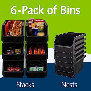 ReadySpace Plastic Containers for Organizing and Storage Bins for Closet, Kitchen, Office, Garage or...