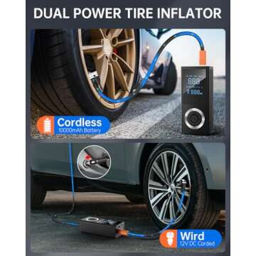 150 PSI Portable Tire Inflator with Rechargeable Battery