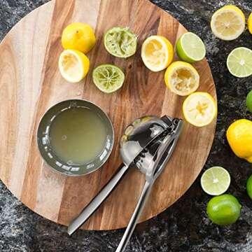 XMX Lemon Squeezer 304 Stainless Steel Large Manual Press Citrus Lime Squeezer Premium Heavy Duty Metal Orange Juicer