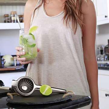 XMX Lemon Squeezer 304 Stainless Steel Large Manual Press Citrus Lime Squeezer Premium Heavy Duty Metal Orange Juicer