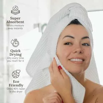GILDEN TREE Waffle Hand Towels for Bathroom Quick Dry Towel Super Absorbent Thin 100% Cotton Hand Towels Lint Free, Hand Towels for Bathroom Set of 2, Classic Style (Seafoam)