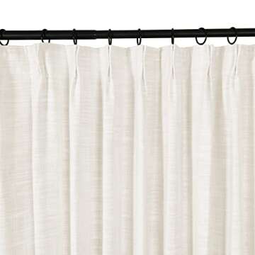 TWOPAGES Off White Pinch Pleat Curtain for Living Room 102 Inch Length, Double Layer Room Darkening ...