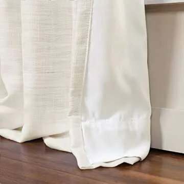 TWOPAGES Off White Pinch Pleat Curtain for Living Room 102 Inch Length, Double Layer Room Darkening Linen Look Window Curtain Panel, Privacy Drape with for Bedroom (1 Panel)