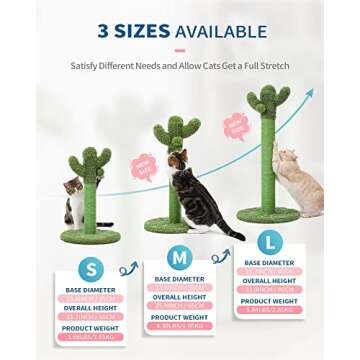 Made4Pets Cat Scratching Post, 21.7" Cactus Cat Scratcher Kitten Scratching Post with Natural Sisal ...