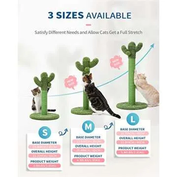 Made4Pets Cat Scratching Post, 21.7" Cactus Cat Scratcher Kitten Scratching Post with Natural Sisal ...