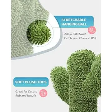 Made4Pets Cat Scratching Post, 21.7" Cactus Cat Scratcher Kitten Scratching Post with Natural Sisal Rope for Indoor Cats Claw Scratcher, Cat Tree with Dangling Balls for Small Kittens