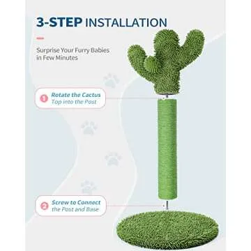 Made4Pets Cat Scratching Post, 21.7" Cactus Cat Scratcher Kitten Scratching Post with Natural Sisal Rope for Indoor Cats Claw Scratcher, Cat Tree with Dangling Balls for Small Kittens