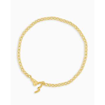 gorjana Parker Heart Mini Bracelet, 18K Gold Plated, Dainty Chain, Interlocking Hearts Jewelry, Romantic Gift