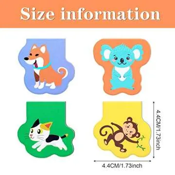 60 Pieces Magnetic Bookmarks Cute Animal Magnet Page Markers Cartoon Page Clips Bookmark for Kids St...