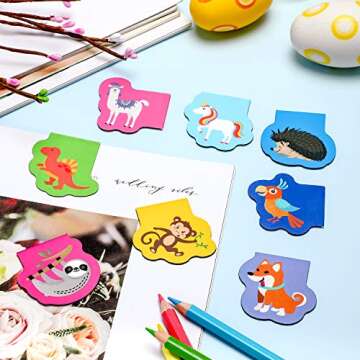 60 Pieces Magnetic Bookmarks Cute Animal Magnet Page Markers Cartoon Page Clips Bookmark for Kids Student Office Reading Stationery Rewards Supplies