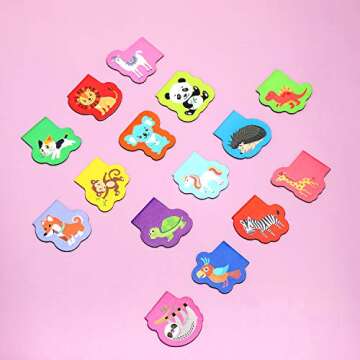 60 Pieces Magnetic Bookmarks Cute Animal Magnet Page Markers Cartoon Page Clips Bookmark for Kids Student Office Reading Stationery Rewards Supplies