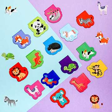 60 Pieces Magnetic Bookmarks Cute Animal Magnet Page Markers Cartoon Page Clips Bookmark for Kids Student Office Reading Stationery Rewards Supplies