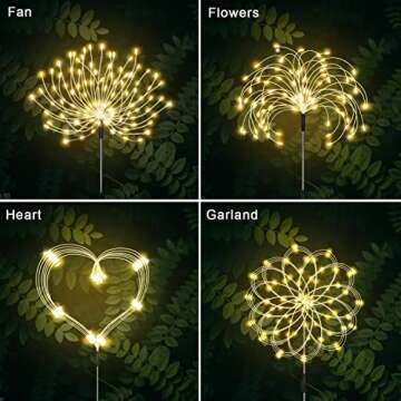 Solar Garden Lights Set - Firework Lights, 120 LED Decorative Landscape Lighting