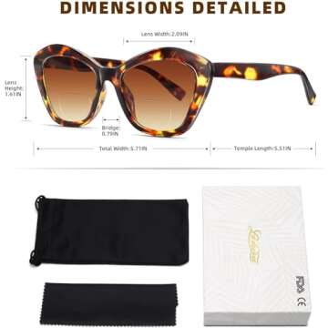 LADEESSE 4 Pack Bifocal Reading Sunglasses for Women Fashion Cateye Sun Readers Outdoor Reading Glasses UV400 +3.50 Protection