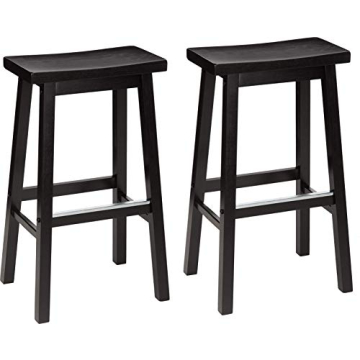 Amazon Basics Solid Wood Kitchen Barstools Set of 2 - Stylish & Durable