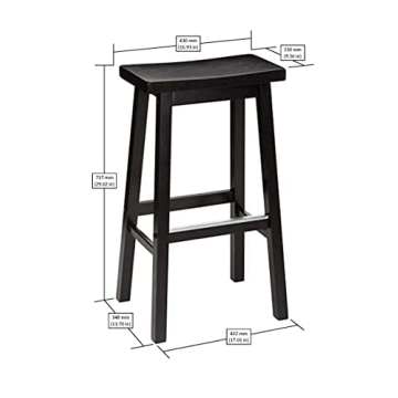 Amazon Basics Solid Wood Kitchen Barstools Set of 2 Black