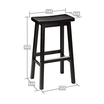 Amazon Basics Solid Wood Kitchen Barstools Set of 2 Black