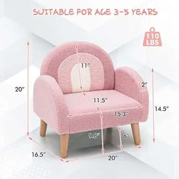 INFANS Kids Sofa, Toddler Armchair with Solid Wooden Frame Anti-Tipping Design Plush Fabric, Upholstered Children Chair for Kindergarten Playroom Preschool, Gift for Boys Girls, Toddler Couch