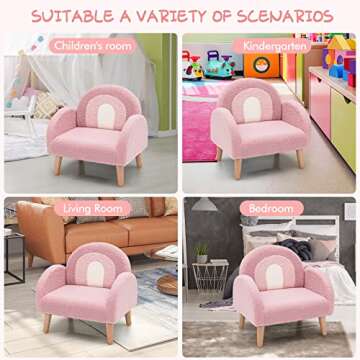 INFANS Kids Sofa, Toddler Armchair with Solid Wooden Frame Anti-Tipping Design Plush Fabric, Upholstered Children Chair for Kindergarten Playroom Preschool, Gift for Boys Girls, Toddler Couch