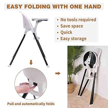 Compact 3-in-1 Folding High Chair for Babies and Toddlers