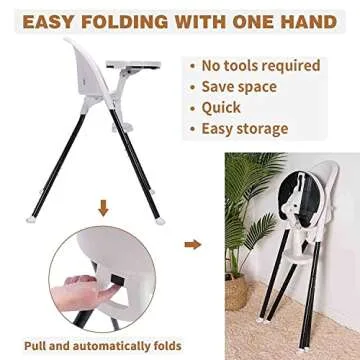 Compact 3-in-1 Folding High Chair for Babies and Toddlers