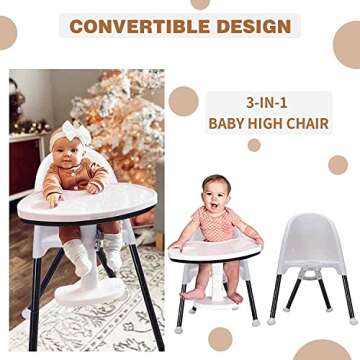 Compact 3-in-1 Folding High Chair for Babies and Toddlers