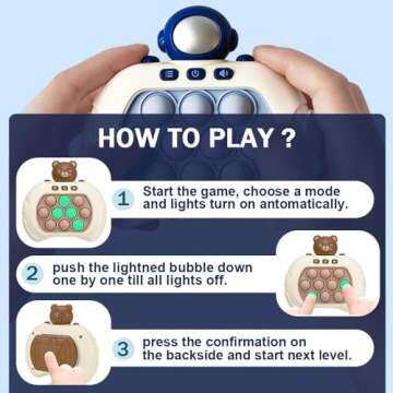 LUSTERMOON 2 Pieces Fidget Game Toys, Quick Push Game, Bubble Stress Light Up Game, Autism Sensory Toys Mini Games Gifts for Boys, Girls, Teens (Blue, Brown)
