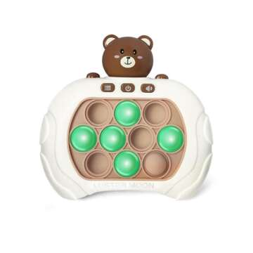 LUSTERMOON 2 Pieces Fidget Game Toys, Quick Push Game, Bubble Stress Light Up Game, Autism Sensory Toys Mini Games Gifts for Boys, Girls, Teens (Blue, Brown)