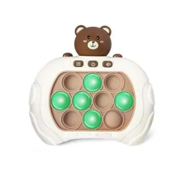 LUSTERMOON 2 Pieces Fidget Game Toys, Quick Push Game, Bubble Stress Light Up Game, Autism Sensory Toys Mini Games Gifts for Boys, Girls, Teens (Blue, Brown)