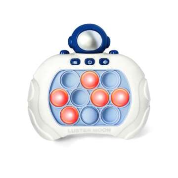 LUSTERMOON 2 Pieces Fidget Game Toys, Quick Push Game, Bubble Stress Light Up Game, Autism Sensory Toys Mini Games Gifts for Boys, Girls, Teens (Blue, Brown)