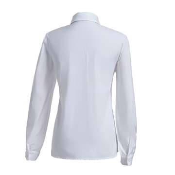 Taiduosheng Women's Long Sleeve Chiffon Work Tops Bowtie Blouses Button Down Shirts White OL Shirts L