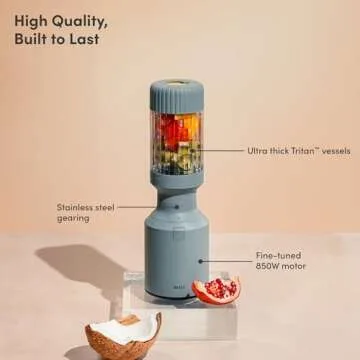 Beast Mighty 850 | Premium Compact Personal Blender | Smoothies, Shakes, Dressings, Sauces | Blends Ice and Frozen Fruit | New XL Vessel | Includes Extra Vessels, Lids and Straws | 850W (Mist)