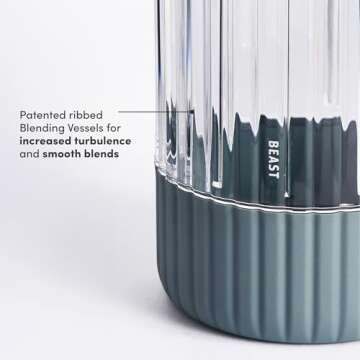 Beast Mighty 850 | Premium Compact Personal Blender | Smoothies, Shakes, Dressings, Sauces | Blends Ice and Frozen Fruit | New XL Vessel | Includes Extra Vessels, Lids and Straws | 850W (Mist)