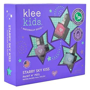 Klee Kids Water-Based Peelable Nail Polish Gift Set. Odor-Free. Non-Toxic. Made in USA. (Starry Sky ...