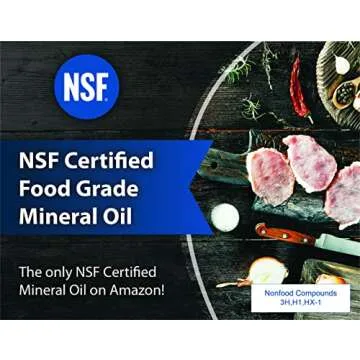 NSF Certified Food Grade Mineral Oil - Gallon (128oz), Certified Food Safe Conditioner for Wood Cutting Boards, Butcher Blocks and Stainless-Steel Kitchen Equipment