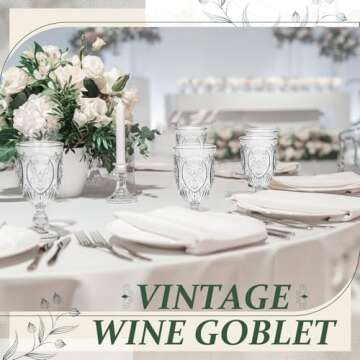 Wiwiqing 24 Pcs Plastic Goblets 7.5oz Vintage Goblet Plastic Wine Glasses Colored Retro Embossed Water Goblets for Wine Bar Juice Baby Shower Wedding Reception Grand Event Party (Clear)