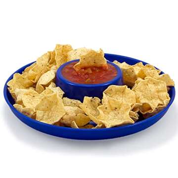 Great Plate Reusable Plastic Plates for Parties with Built-In Cup Holder - Set of 6 Party Plates and...