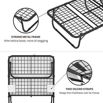 Karcog Rollaway Bed, Folding Bed with Mattress for Adults, Storage Cover Included, Cot Size Extra Guest Bed, Foldable Bed with Memory Foam Mattress and Sturdy Metal Frame on Wheels - 75” x 31"