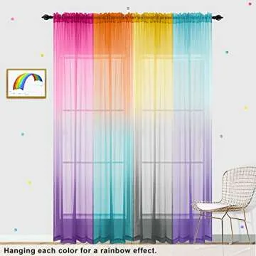 KOUFALL Lavender Curtains for Bedroom,Girls Room Mermaid Decor,Purple Sheer Ombre Baby Kids Curtains for Nursery,Lilac and Aqua Teal,63 Inch Length 2 Panels Set