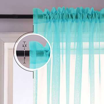 KOUFALL Lavender Curtains for Bedroom,Girls Room Mermaid Decor,Purple Sheer Ombre Baby Kids Curtains for Nursery,Lilac and Aqua Teal,63 Inch Length 2 Panels Set