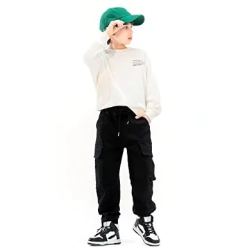 MINI PANDA Boys' Cargo Pants - Husky Adjustable Waist Sizes 6-16