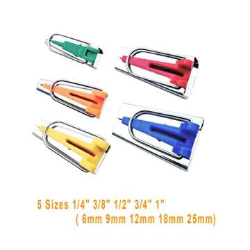 Markeny Sewing Bias Tape Makers Set of 5 Sizes, 6mm 9mm 12mm 18mm 25mm with Ruler and Scissors DIY Q...